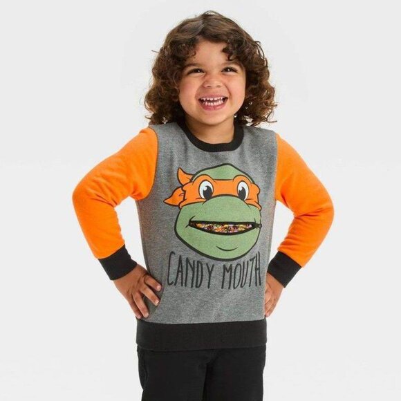 oddler Boys Teenage Mutant Ninja Turtle Sweatshirt - Grey/Yellow, 5T - Picture 2 of 4
